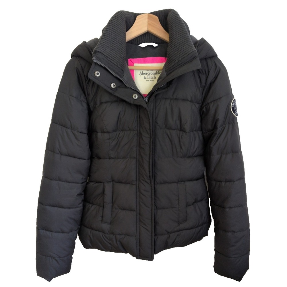 Abercrombie And Fitch Vintage Fleece Lined Puffer Charcoal Y2K Women's Size S